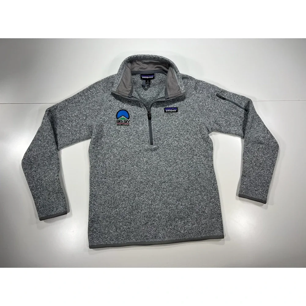 Patagonia Women's Med Better Sweater 1/4 Zip Pullover Big Sky Montana Gray 25618 - Picture 2 of 11
